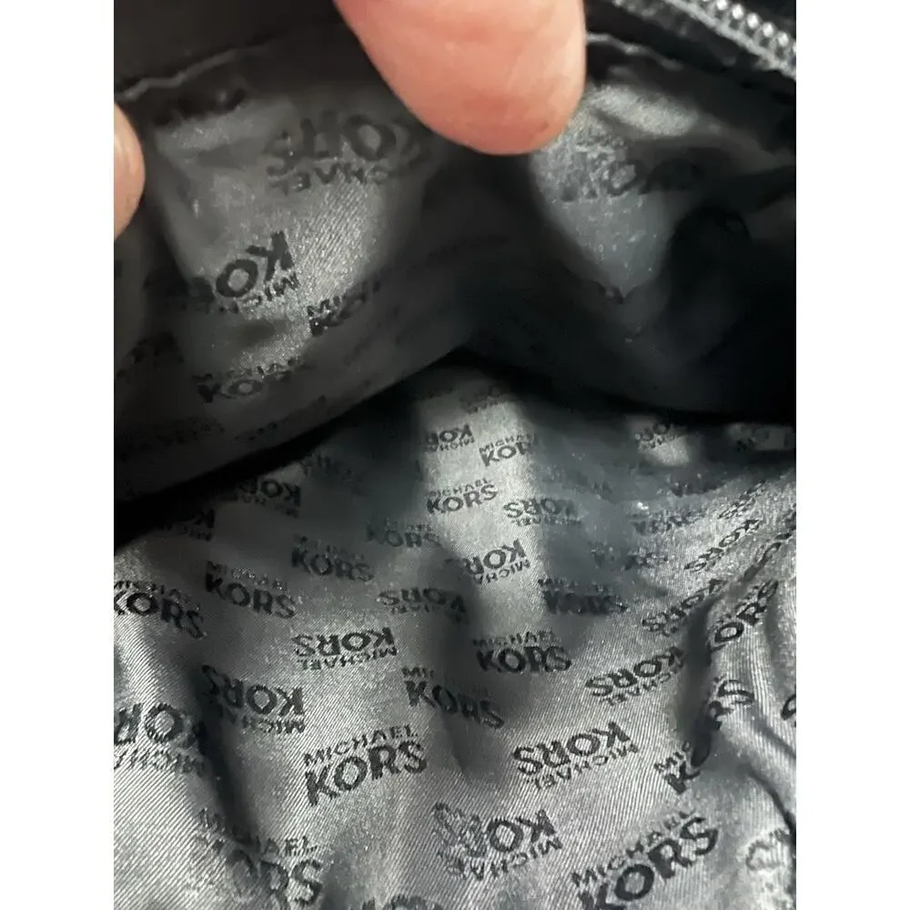 Michael Kors Black Hamilton Leather Silver Chain Satchel Bag Purse
